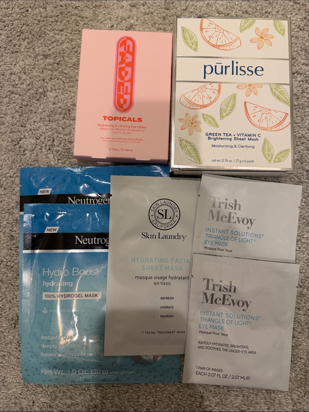 Mixed Women’s Skincare Sheet Mask Set - Pink, White, Blue, Gray